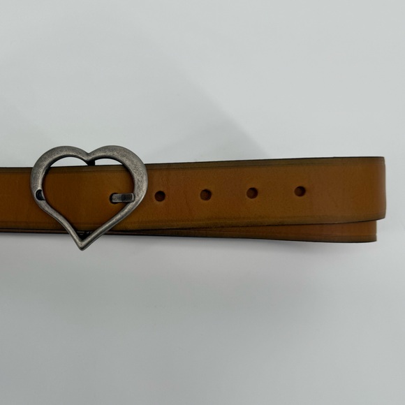 Faded Glory Accessories - Heart Buckle Brown Leather Belt